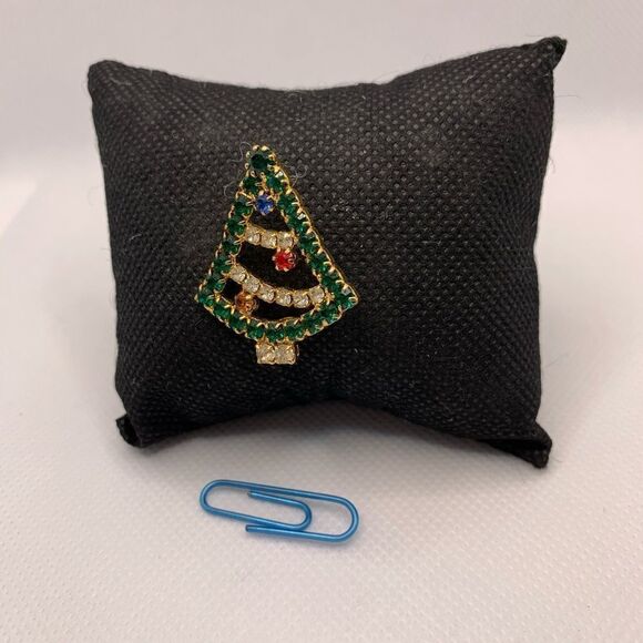 Rhinestone Christmas Tree Brooch - Picture 1 of 2